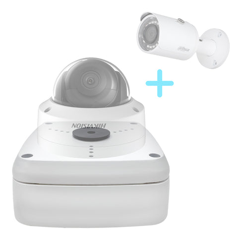 White AmSecu Weather Proof Junction Box Mount Bullet Cameras and Dome Style Cameras
