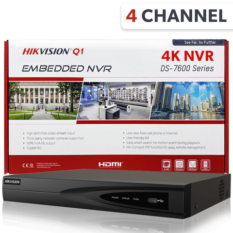 Hikvision DS-7604NI-Q1/4P 4 Channel PoE 4K Plug & Play Network Video Recorder
