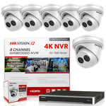 Hikvision DS-7608NI-I2/8P 4K NVR Bundle w/ 6 x Hikvision DS-2CD2343G0-I 2.8mm Turret IP Cameras