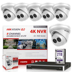Hikvision DS-7608NI-Q2/8P 4K NVR Bundle w/ 6 x Hikvision DS-2CD2343G0-I 4MP 2.8mm Fixed Turret IP Camera