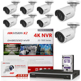 Hikvision DS-7616NI-K2/16P 4K NVR Bundle w/ 8 x Hikvision DS-2CD2043G0-I 4.0mm Bullet IP Cameras