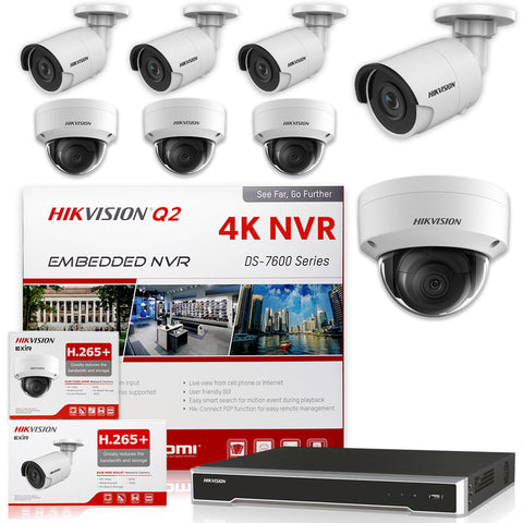 Hikvision DS-7616NI-Q2/16p 4K NVR Bundle w/ 4 x Hikvision DS-2CD2143G0-I 2.8mm Dome + 4 x Hikvision DS-2CD2043G0-I 4.0mm Bullet IP Cameras