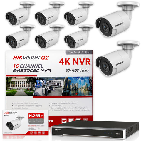 Hikvision DS-7616NI-Q2/16P 4K NVR Bundle w/ 8 x Hikvision DS-2CD2043G0-I 4.0mm Bullet IP Cameras