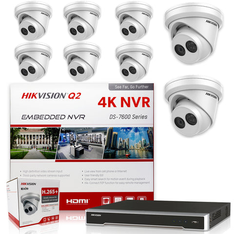 Hikvision DS-7616NI-Q2/16P 4K NVR Bundle w/ 8 x Hikvision DS-2CD2343G0-I 2.8mm Dome IP Cameras