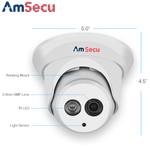 AmSecu UltraHD 4k (8MP) 2.8mm Turret/Dome PoE IP Security Camera